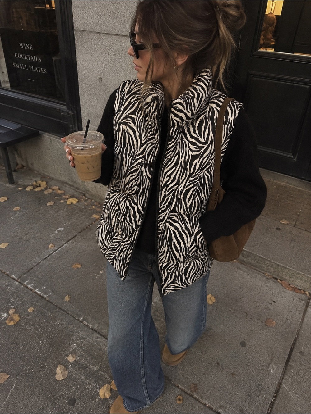 Charter Club Chic Cool Girl Black and White Zebra Print Puffer Vest Size M
